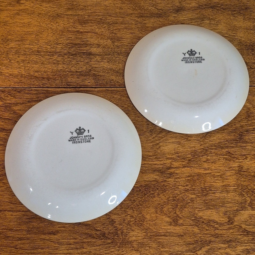 JOHNSON BROTHERS IRONSTONE 1970s 'Fiesta' Floral Patterned Side Plates, Set of 2 - Picture 6 of 10
